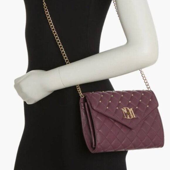 Badgley Mischka Diamond Quilted Purple Crossbody Bag with Gold Chain Strap NWT - Picture 5 of 15